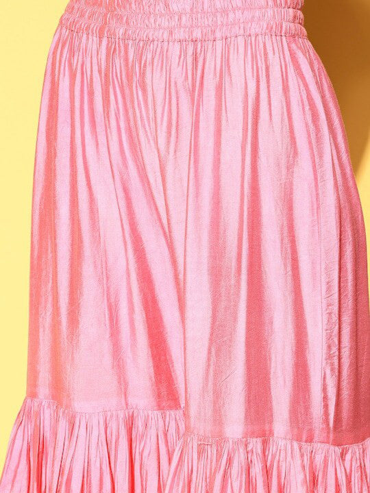Women Ethnic Motifs Embroidered Sleeveless Kurta with Sharara & Dupatta