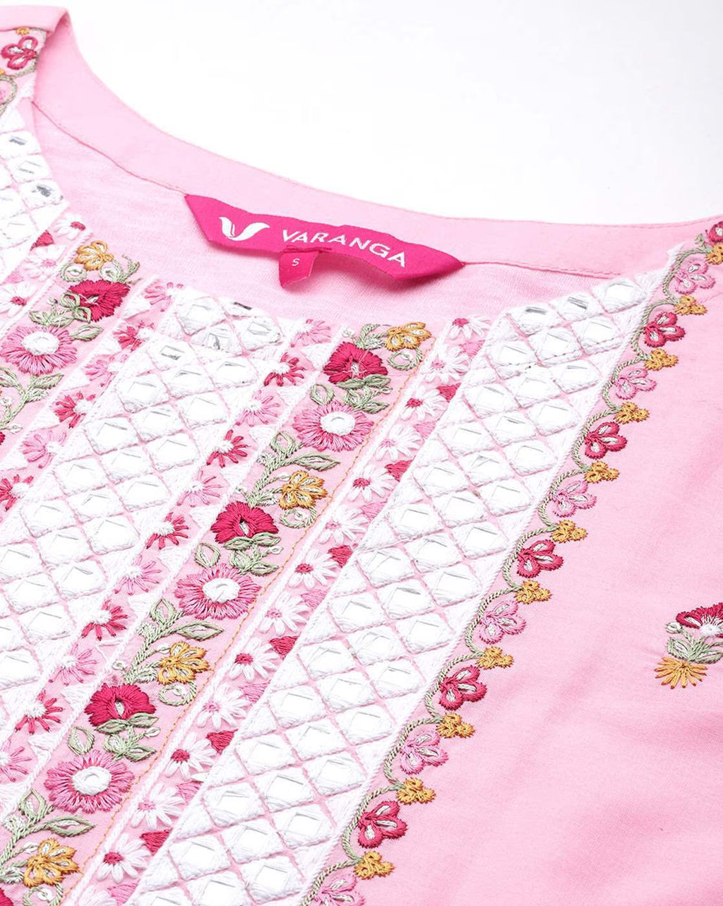 Floral Embroidered Thread Work Pure Cotton Kurta with Trousers & Dupatta
