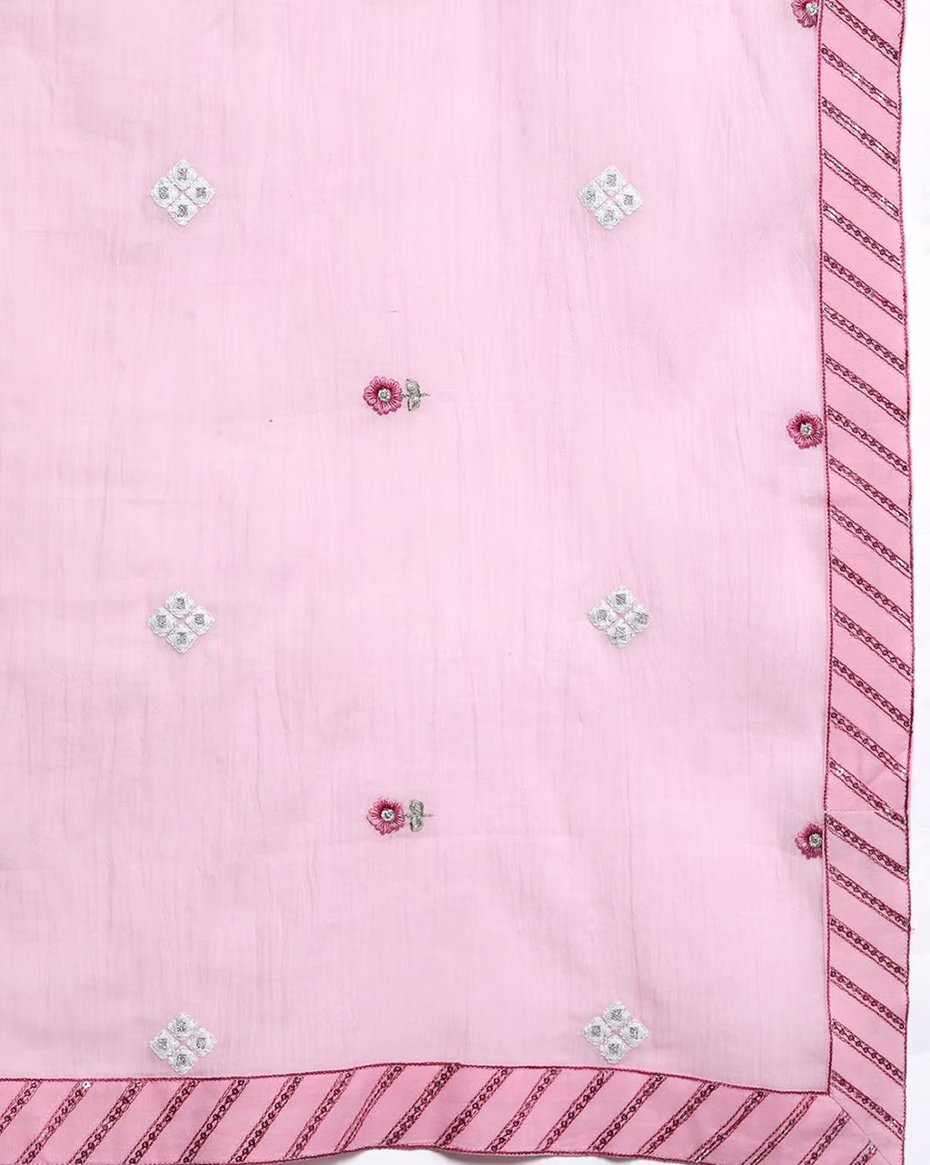 Floral Embroidered Thread Work Pure Cotton Kurta with Trousers & Dupatta